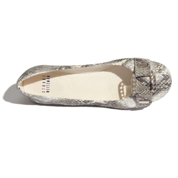 Stuart Weitzman Lucid Python Embossed Flats 9 - Picture 1 of 8